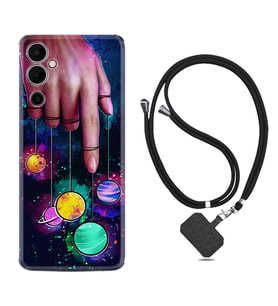 Tecno Pova 4 Kılıf Silikon Boyun Askılı İpli Desenli Silikon Finger planet 1740