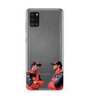 Samsung Galaxy A21S Uyumlu Carlos Sainz ve Charles Leclerc Formula 1 Desenli Şeffaf Kılıfı