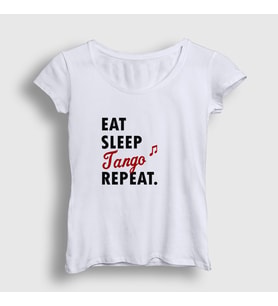 Presmono Kadın Beyaz Eat Sleep Tango Repeat Hediye Dance Dansçı T-Shirt 464588tt (Beyaz)