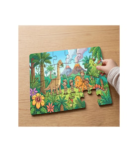 Safari Hayvanları ve Mutlu Çocuklar Tasarımlı 24 Parça Ahşap Çocuk Puzzle