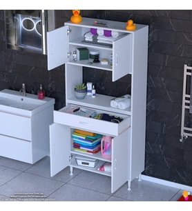Modilayn ARDA Banyo Dolabı 70x173x32,5cm 1 çekmece 4 kapak ve 6 raflı İhtiyaca uygun kolay kurulum