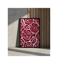 Tablo  Ahşap Çerçeveli Tablo - Kırmızı Gül Desenli Modern Minimalist,Tablo-Çerçeveli Poster (Karışık)