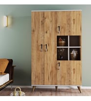 Maxi 4 Kapaklı Askılıklı Raflı Çok Amaçlı Dolap Çam - GRD0102 (Ceviz)