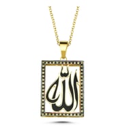 Mineli Allah Yazılı Siyah Kolye