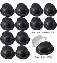 Siyah Renk Simli Melon Yuvarlak Parti Şapkası 12 Adet
