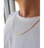 Çelik Erkek Gold İnce İtalyan Yassı Kolye