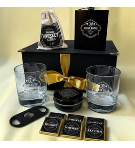 Kişisel Viski Koleksiyon Kutusu 2 Bardaklı Premium