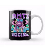 Cute Anti Social Vaporwave Anime Girl Antisocial Kupa Bardak Porselen