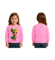 Unisex Groot Baskılı Çocuk Swaetshirt 3 İplik Şardonlu (Pembe)