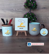 Antrenör Dekoratif Taş, Kalemlik, Sihirli Oval Kupa Bardak, Ahşap Anahtarlık Hediye (Model 1)