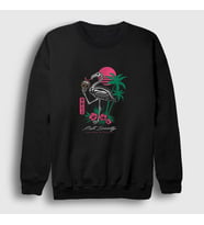 Presmono Unisex Siyah Flamingo Paradise Sweatshirt 289711tt