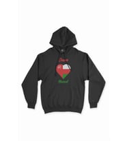 Muskat Umman Bayraklı Kalpli Siyah Sweatshirt Hoodie