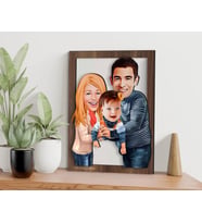 BK Gift Kişiye Özel Aile Karikatürlü 3D Ahşap Tablo-2, Aileye Hediye, Babaya Hediye, Anneye Hediye