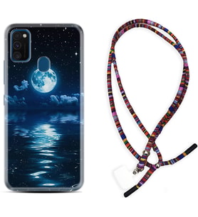 Samsung M21 M22 M23 M30 M31S M32 Kılıf Boyun Asklı Rasta Silikon Night Moon 1133
