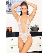 Beyaz Taşlı Bodysuit