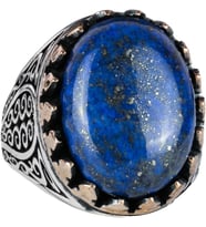925 Ayar Katı Gümüş Erkek Yüzüğü Doğal Taşlarla - El Yapımı Zarafet (Lapis Lazuli Taşı)