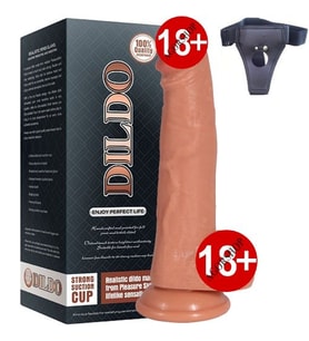 Belden Bağlamali Vibratör Dildo Series Archie Çift Katmanlı Ultra Yumuşak 21 Cm Kemerli Penis