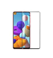 Samsung Galaxy A21 Ekran Koruyucu Full Tam Kaplayan Kavisli Tempered Cam (Siyah)