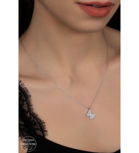 SWAROVSKİ CRYSTAL KELEBEK 925 AYAR GÜMÜŞ KOLYE
