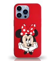 Apple iPhone 13 Pro  Lansman Kılıf Minnie Mouse Tasarımlı Altı Kapalı İçi Kadife Kaplı  Kapak (Şeffaf)