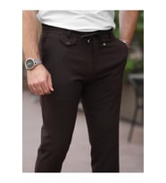 Ütü Gerektirmeyen Slim Fit Gofre Jogger (Kahverengi)