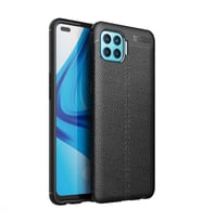 Oppo Reno 4 Lite Kılıf Deri Görünümlü Slim Silikon (Siyah)
