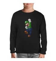Mario & Luigi - Luigi  Siyah Çocuk Sweatshirt