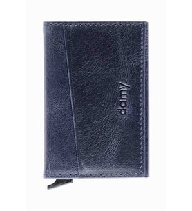 Hakiki Deri Unisex Mekanizmalı Kartlık 611CR - Lacivert