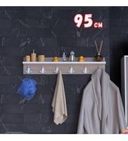 Modilayn Kedi Serisi 91,4x18cm 6’lı Banyo Askısı Seti  18 Kancalı Raflı Düzenleyici Yer Tasarrufu