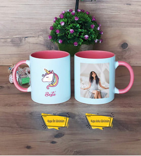 Unicorn Kupa Bardak Pembe Fotoğraflı Doğum Günü Hediyesi