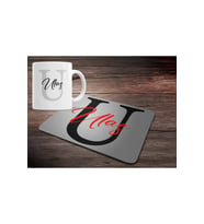 KİŞİYE ÖZEL U HARF BASKILI MOUSE PAD ve KUPA BARDAK SETİ