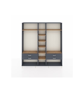 Arges Dolap 10 Raflı 4 Çekmeceli 2 Askılı 220x30x243 Antrasit-Çam/Antrasit