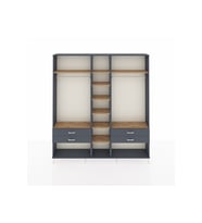 Arges Dolap 10 Raflı 4 Çekmeceli 2 Askılı 220x30x243 Antrasit-Çam/Antrasit