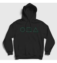 Presmono Unisex Beyaz Green Symbols Squid Game Kapüşonlu Sweatshirt 260440tt (Siyah)
