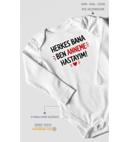 Herkes bana ben anneme hastayım Uzun Kol Bebek Body %100 Pamuk