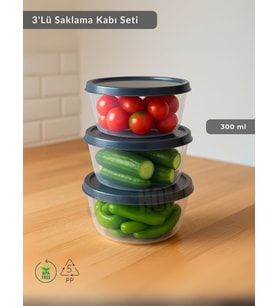 Yuvarlak 3'Lü Saklama Kabı Bpa Free Derin Dondurucu için Uygun Beslenme Kabı 300 ml
