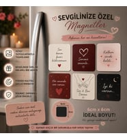 6'lı Kare Magnet Aşk Sözleri Kişiselleştirilebilir Romantik Hediye Seti