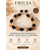 Sertifikalı Sezgi Farkındalık Ruhsal Denge Huzur Meditasyon Doğal Taş Bileklik - Akik, Obsidyen