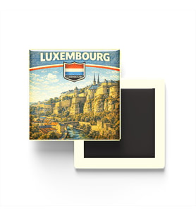Retro Lüksemburg Lüksemburg Şehri Temalı Vintage Buzdolap Magneti – 9x9 cm