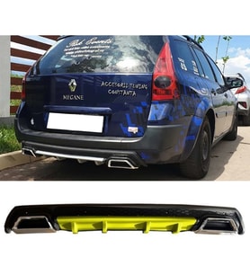 Renault Megane 2 SW Sarı Difüzör Çiftli Kare Egzoz Görünümlü D Tip Difizör 2002 - 2009