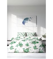 Çift Kişilik ( Lastikli Çarşaflı ) %100 Pamuk Saten Nevresim Takımı Green Garden