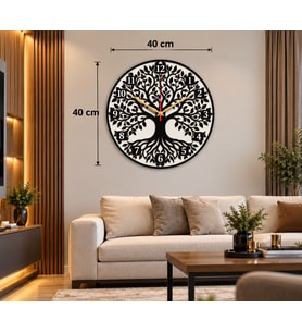 Hayat Ağacı Dekoratif DHuvar Saati – 40x40 cm – 3 mm MDF