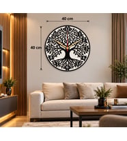 Hayat Ağacı Dekoratif DHuvar Saati – 40x40 cm – 3 mm MDF