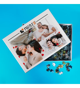 500 Parça Kişiye Özel Üç Fotoğraflı Kutulu Kolaj Puzzle