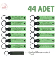Ramazan Bayram Ziyaretçilerine 44'lü Set, Kişisel Mesaj Eklenebilir Deri Anahtarlık, F Yeşil & Yeşil (Fıstık Yeşili)