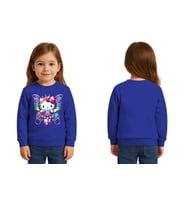 Unisex Hello Kity Baskılı Çocuk Swaetshirt 3 İplik Şardonlu (SAKS MAVI)