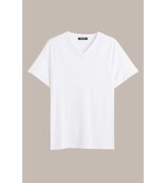 COMEOR Erkek Beyaz Basıc Slim Fit Pamuklu Kısa Kollu V Yaka T-shirt