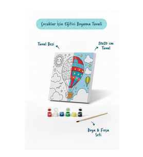 Balon Temalı Çocuk Boyama Tuvali – Şövalesiz Eğitici Boyama Seti 20x20 cm
