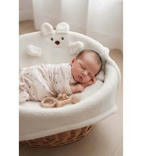 Ayıcık Figürlü Beyaz Peluş Bebek Battaniyesi