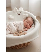 Ayıcık Figürlü Beyaz Peluş Bebek Battaniyesi